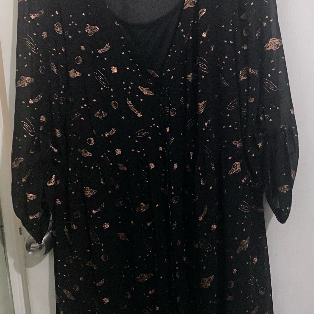 Torrid Black Dress with Gold Starry Design